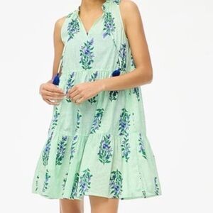 J. Crew Mint Green Floral Tiered Mini beach  Dress size XS